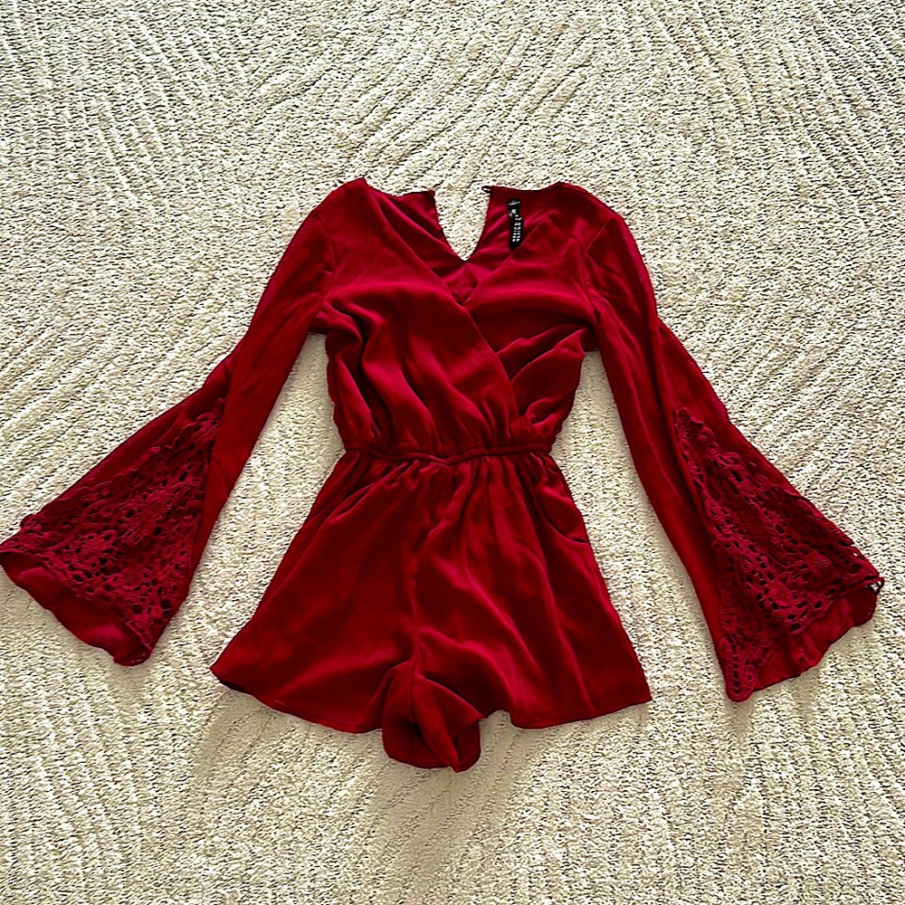 Red laced romper